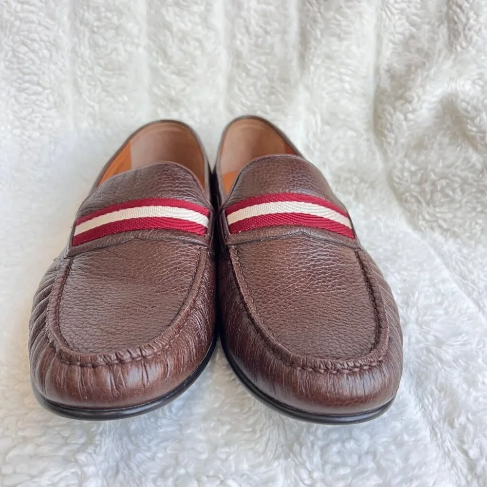 Bally Men’s Crockett leather loafers,dark brown, Size 13D